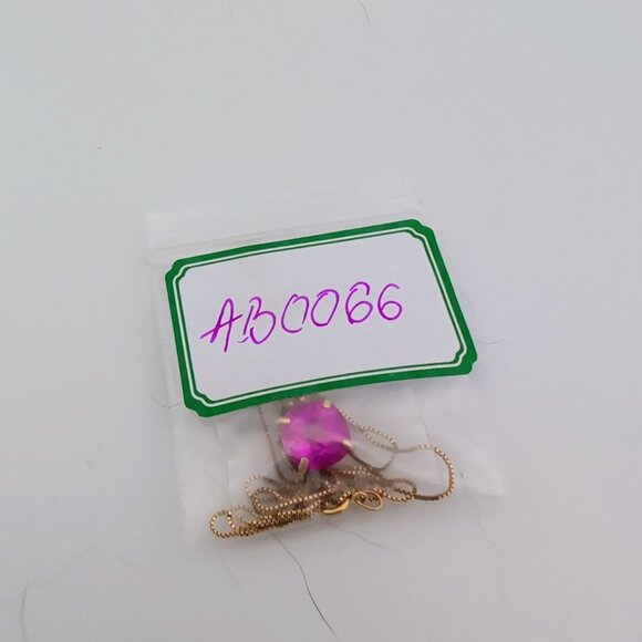 14K Gold Box Chain Necklace With Lab-Created Cushion-Cut Pink Sapphire Pendant - Picture 13 of 13